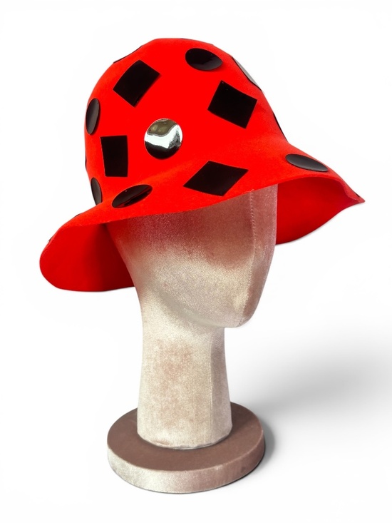 Vintage 1960\'s Tally Ho New York Avant-Garde Red Hat with Black Geometric Detail main image 6